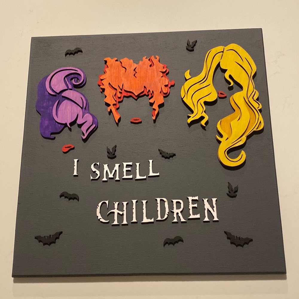 Handcrafted Hocus Pocus Halloween Sign Wood Engraved